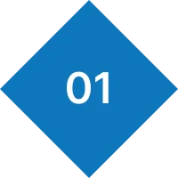 Number 01 on blue diamond shape 2