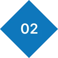 Blue geometric shape with 02 inside