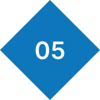 Blue diamond shape, white number 05