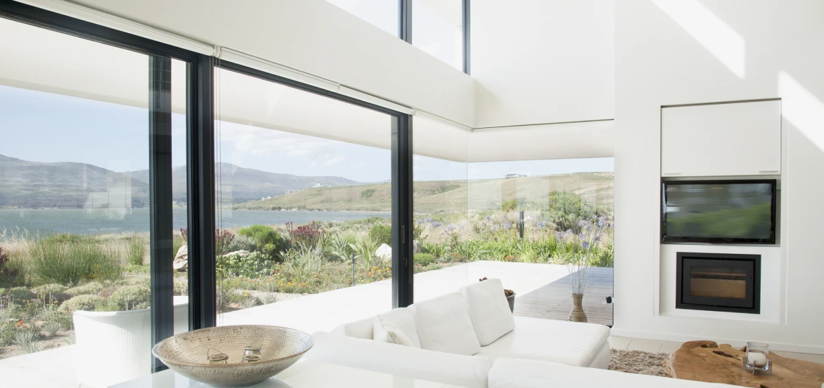 Modern living room with large windows 1